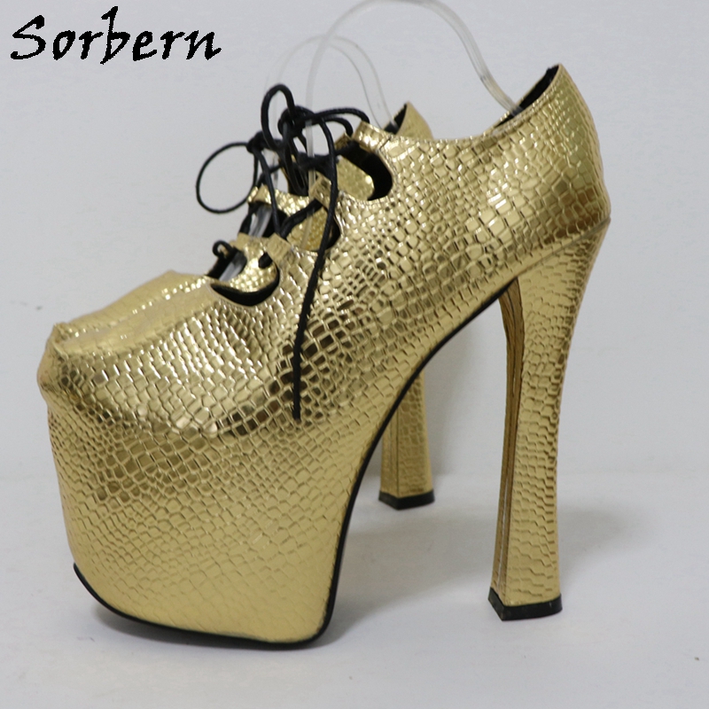 Sorbern Gold Crocodile 20Cm Pu - Pump Heel Block recension och pris
