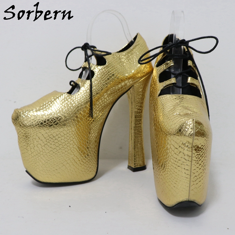 Sorbern Gold Crocodile 20Cm Pu - Pump Heel Block recension och pris