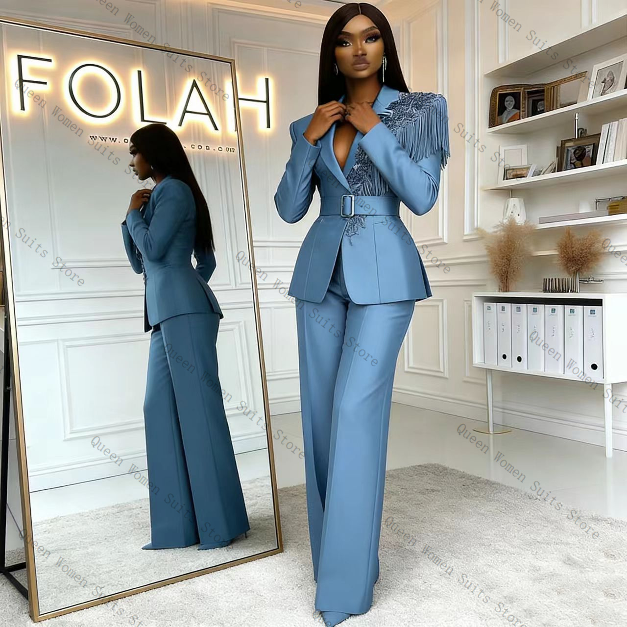Tassel Blue Women Suit Pants S - Women'S Formal Wear For A Wedding recension och pris