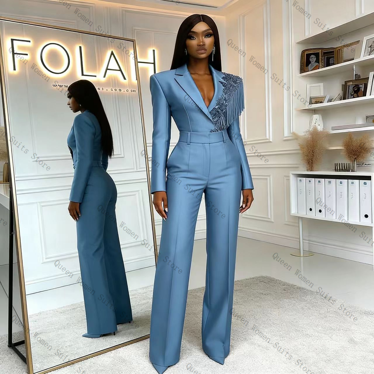 Tassel Blue Women Suit Pants S - Women'S Formal Wear For A Wedding recension och pris