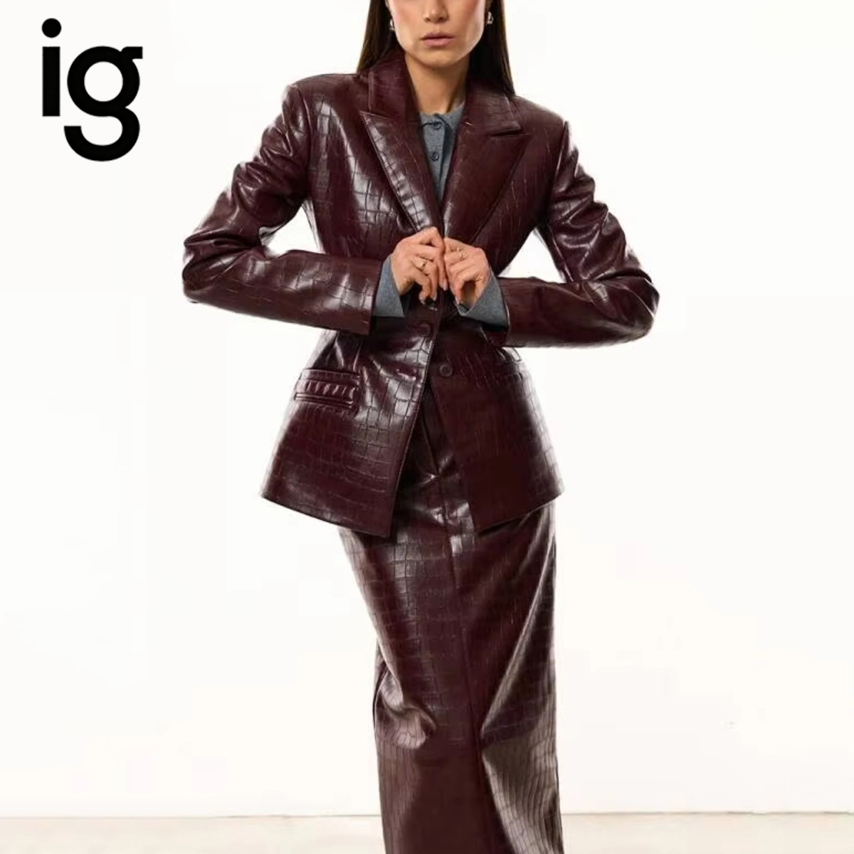 IG Women Burgundy Croc Faux Le - Women'S Formal Wear Suits recension och pris