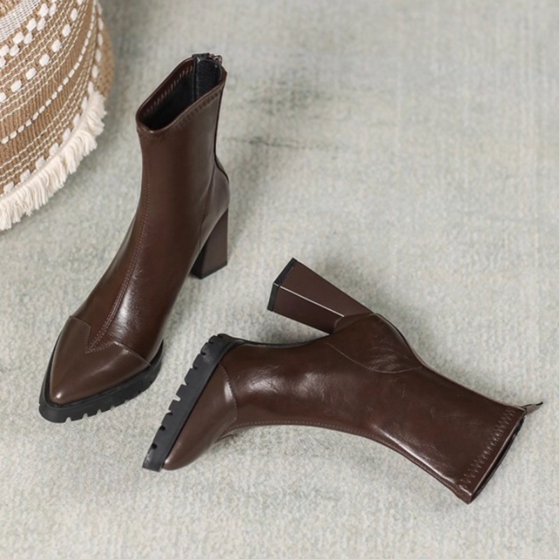 Pointed Toe French Tight Boots - Pump Heel Block recension och pris