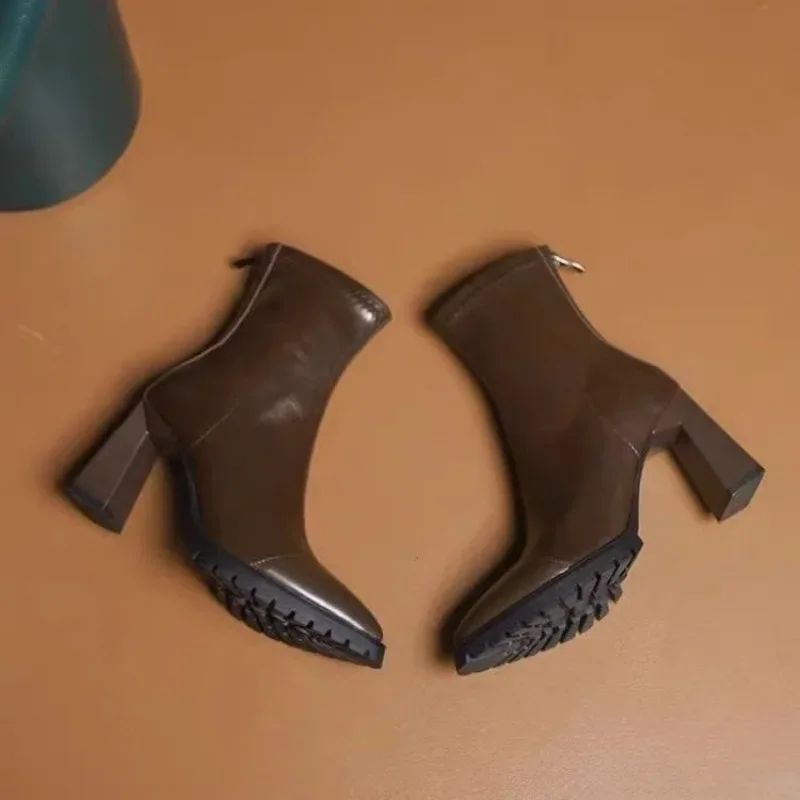 Pointed Toe French Tight Boots - Pump Heel Block recension och pris