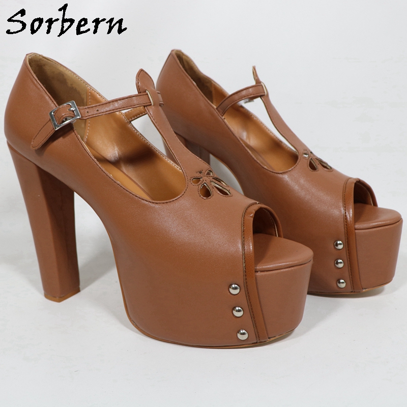 Sorbern Brown Matte Women Pump - Pump Heel Block recension och pris